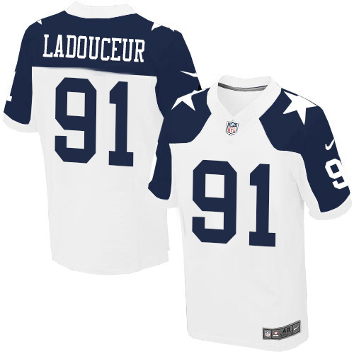 Men's Elite L. P. Ladouceur Nike Jersey White Alternate - #91 Throwback NFL Dallas Cowboys